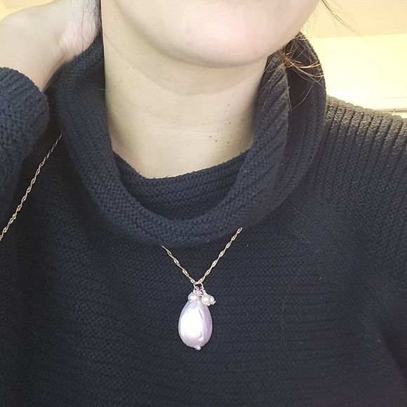 Rose pearl natural necklace and pendant gold filled - Picture 2 of 4